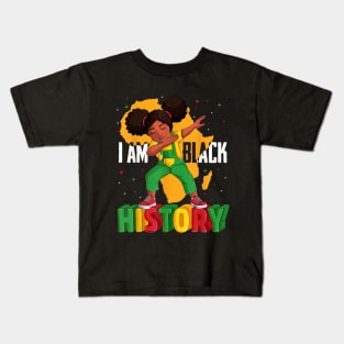 Girl Dabbing I Am Black History Kids Women Black History Month Kids T-Shirt